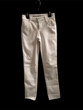 Alice + Olivia Crisp White Jeans Raw Hem Size 0